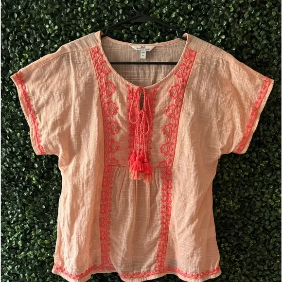 VINEYARD VINES TASSLE EMBROIDERED PEASANT TOP - Picture 3 of 8
